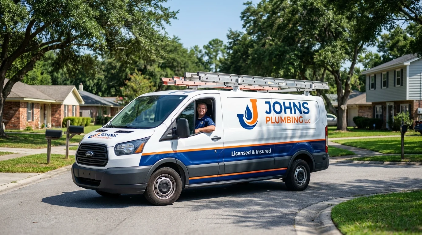 Johns Plumbing LLC service van in Palmetto, GA