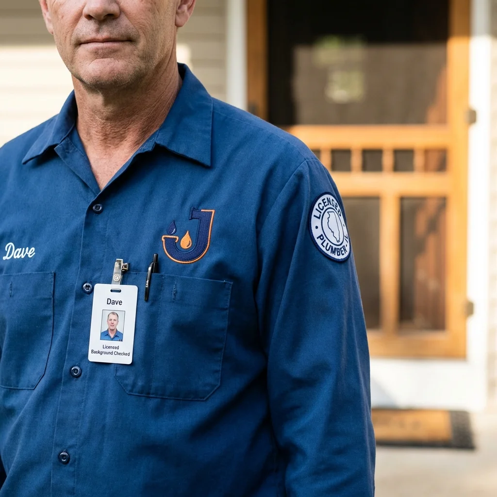 Licensed plumber showing ID badge in Palmetto, GA