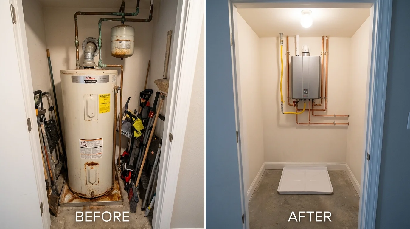 Tank water heater versus wall-mounted tankless unit comparison for Palmetto, GA homeowners