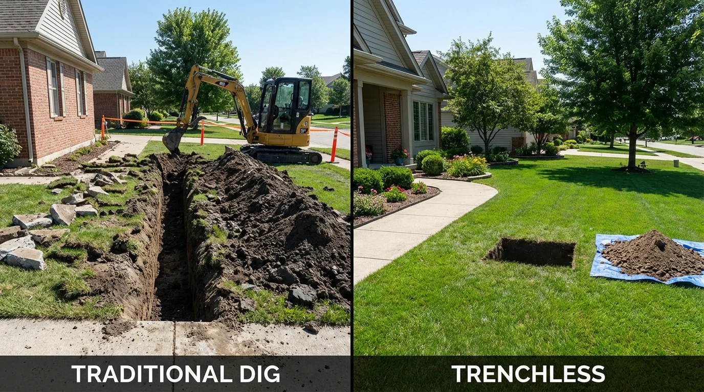 Trenchless sewer repair with minimal yard damage versus traditional excavation in Palmetto, GA